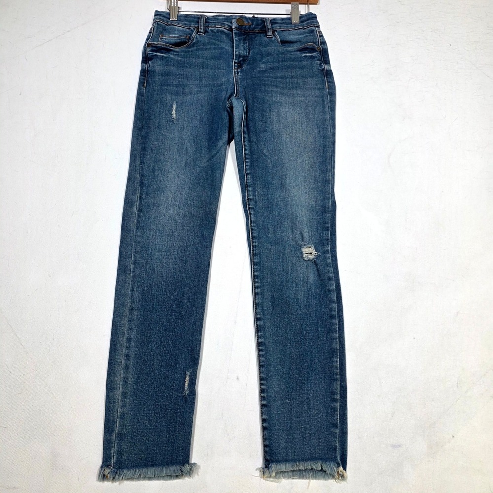 BLANKNYC Jeans Womens 28 Blue Distressed Frayed Hem Low Rise Skinny Denim Pants